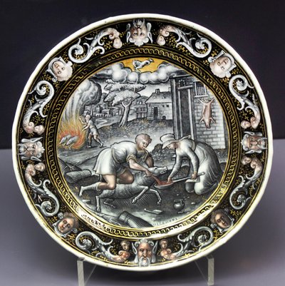 Piatto dalla bottega di Pierre Reymond da una serie mensile con attività prevalentemente agricole da Pierre Reymond
